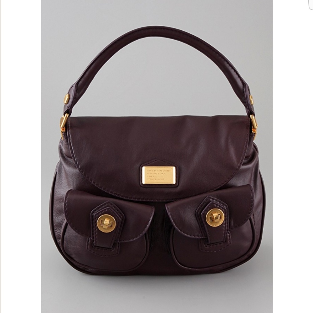 SOLD ! Marc Jacobs Dark Plum Bag with Gold Accents - Picture 2 of 6
